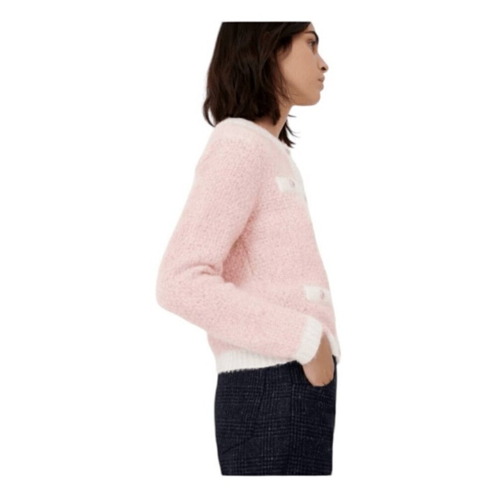 💕MAJE💕 Mission Sequin Embellished Stretch Knit Cardigan ~ Pale Pink - Picture 6 of 16